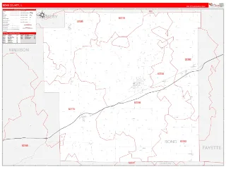 Bond County, IL RedLine style ZIP Code wall map