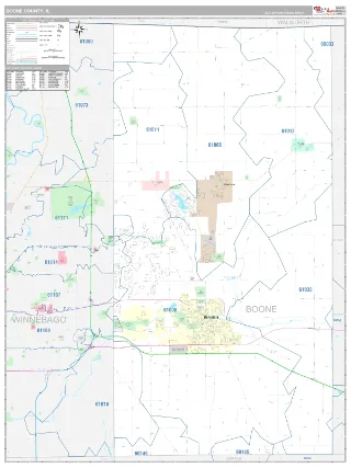 Boone County, IL Classic style ZIP Code wall map