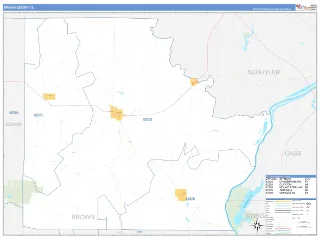 Brown County, IL Business Reference style ZIP Code wall map