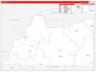 Cass County, IL RedLine style ZIP Code wall map