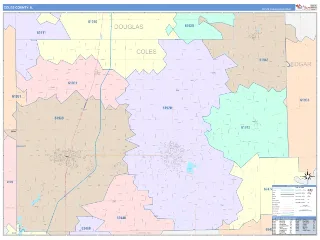 Coles County, IL ColorCast style ZIP Code wall map