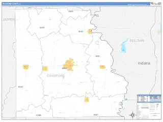 Crawford County, IL Business Reference style ZIP Code wall map