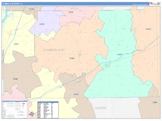 Cumberland County, IL ColorCast style ZIP Code wall map