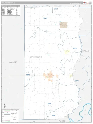 Edwards County, IL Classic style ZIP Code wall map