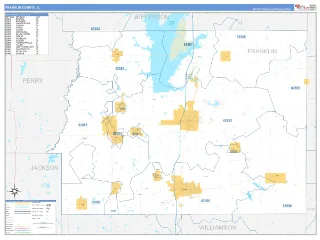 Franklin County, IL Business Reference style ZIP Code wall map