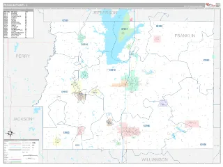 Franklin County, IL Classic style ZIP Code wall map