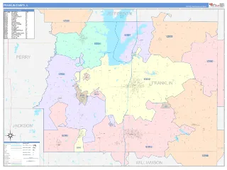 Franklin County, IL ColorCast style ZIP Code wall map