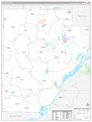 Fulton County, IL Classic style ZIP Code wall map