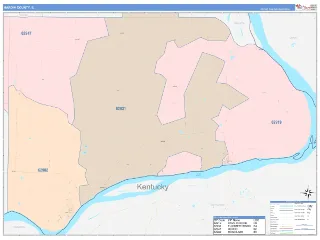 Hardin County, IL ColorCast style ZIP Code wall map