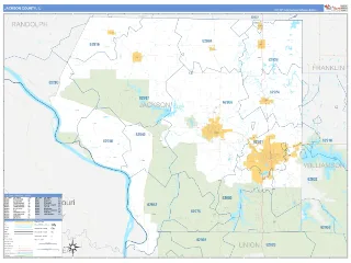Jackson County, IL Business Reference style ZIP Code wall map