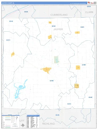 Jasper County, IL Business Reference style ZIP Code wall map