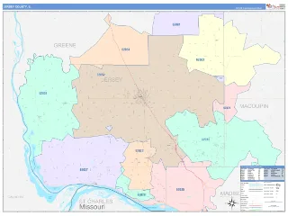 Jersey County, IL ColorCast style ZIP Code wall map
