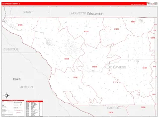 Jo Daviess County, IL RedLine style ZIP Code wall map