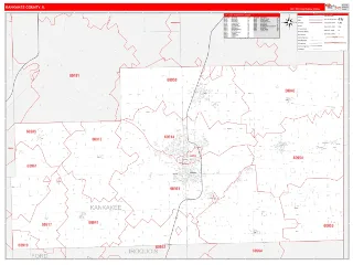Kankakee County, IL RedLine style ZIP Code wall map