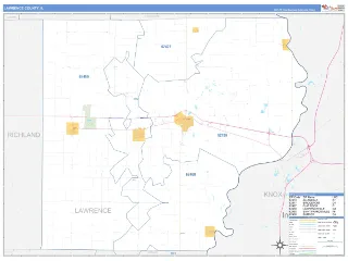 Lawrence County, IL Business Reference style ZIP Code wall map
