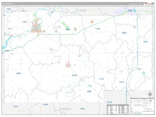 Lee County, IL Classic style ZIP Code wall map