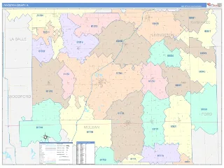 Livingston County, IL ColorCast style ZIP Code wall map
