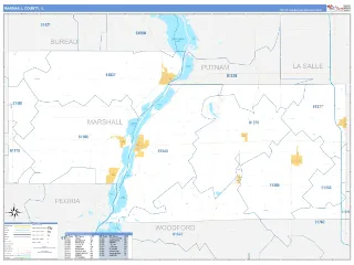 Marshall County, IL Business Reference style ZIP Code wall map