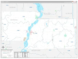 Marshall County, IL Classic style ZIP Code wall map