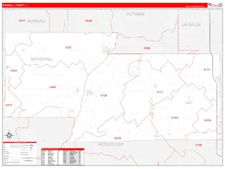 Marshall County, IL RedLine style ZIP Code wall map