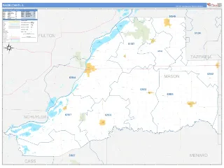 Mason County, IL Business Reference style ZIP Code wall map