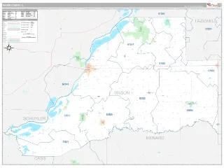 Mason County, IL Classic style ZIP Code wall map