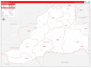 Mason County, IL RedLine style ZIP Code wall map