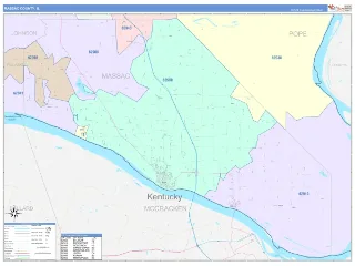 Massac County, IL ColorCast style ZIP Code wall map