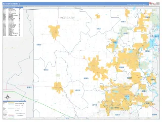 McHenry County, IL Business Reference style ZIP Code wall map