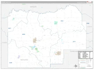 Menard County, IL Classic style ZIP Code wall map