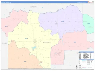 Menard County, IL ColorCast style ZIP Code wall map