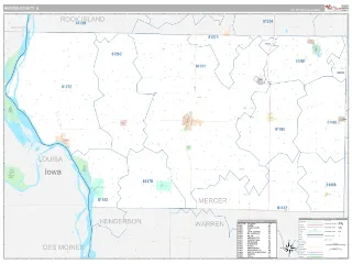 Mercer County, IL Classic style ZIP Code wall map