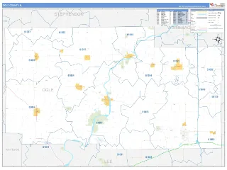 Ogle County, IL Business Reference style ZIP Code wall map