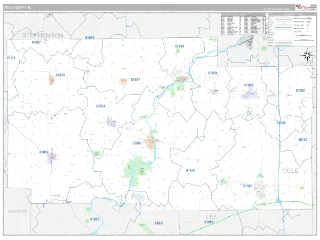 Ogle County, IL Classic style ZIP Code wall map