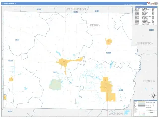 Perry County, IL Business Reference style ZIP Code wall map