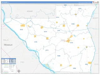 Pike County, IL Business Reference style ZIP Code wall map