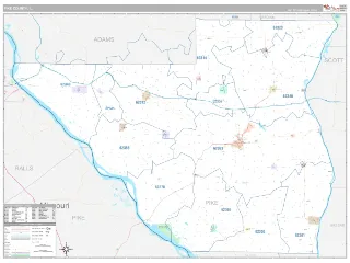 Pike County, IL Classic style ZIP Code wall map