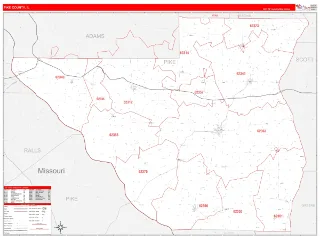 Pike County, IL RedLine style ZIP Code wall map