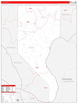 Pope County, IL RedLine style ZIP Code wall map