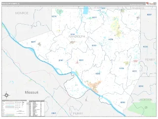 Randolph County, IL Classic style ZIP Code wall map