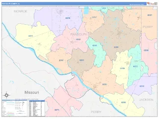 Randolph County, IL ColorCast style ZIP Code wall map