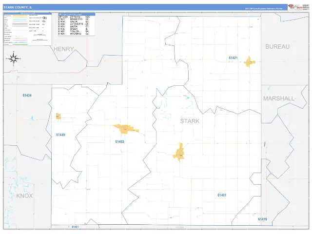 Stark County, IL ZIP Code Wall Map, Business Reference style