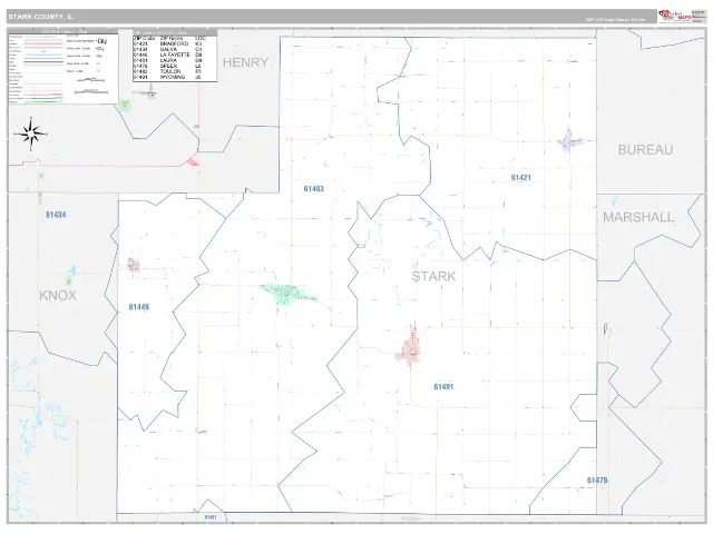 Stark County, IL ZIP Code Wall Map, Classic style