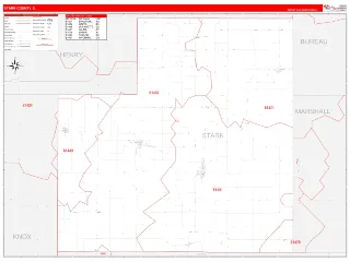 Stark County, IL RedLine style ZIP Code wall map