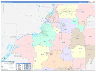 Tazewell County, IL ColorCast style ZIP Code wall map