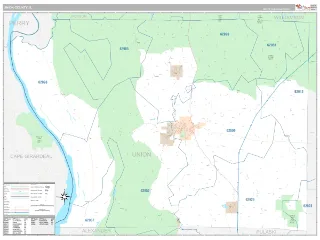 Union County, IL Classic style ZIP Code wall map