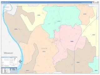 Union County, IL ColorCast style ZIP Code wall map