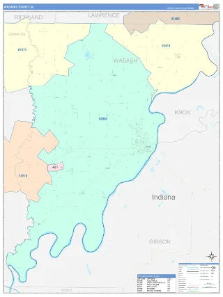 Wabash County, IL ColorCast style ZIP Code wall map