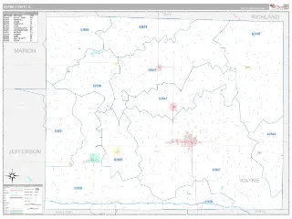 Wayne County, IL Classic style ZIP Code wall map