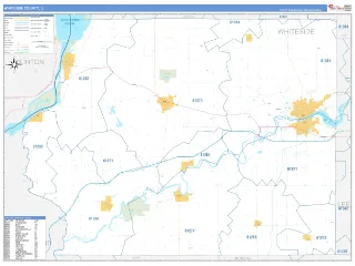 Whiteside County, IL Business Reference style ZIP Code wall map